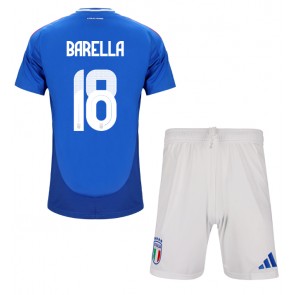 Italien Nicolo Barella #18 Replika Babytøj Hjemmebanesæt Børn EM 2024 Kortærmet (+ Korte bukser)